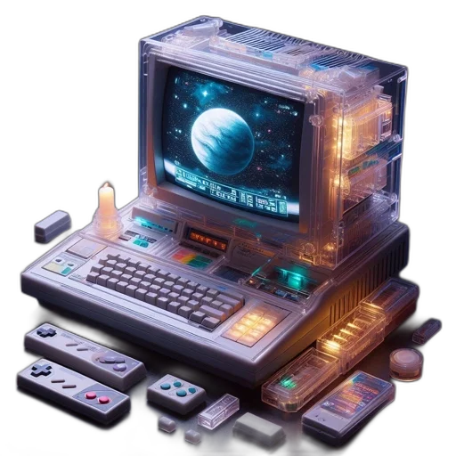 robot, weapon, furniture, cyberpunk, vaporwave, 3d render, pixel art, outer space transparent PNG cut-out
