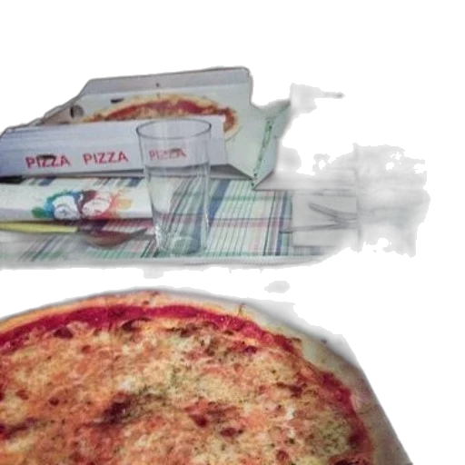 food, table, three, pizzas, pizza, boxes, two, glasses transparent PNG cut-out