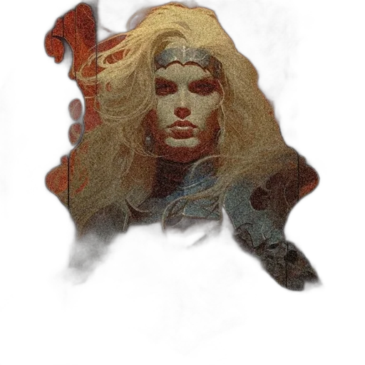 face, mask, hair, crown, comic book art, concept art, fantasy art, watercolor transparent PNG cut-out