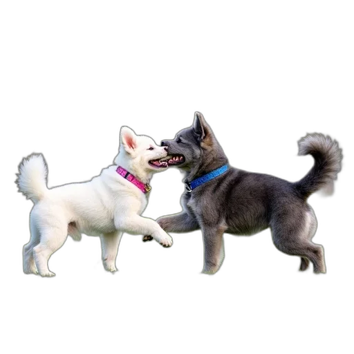 animal, staff, 3d render, concept art, photorealistic, two, dogs, one transparent PNG cut-out