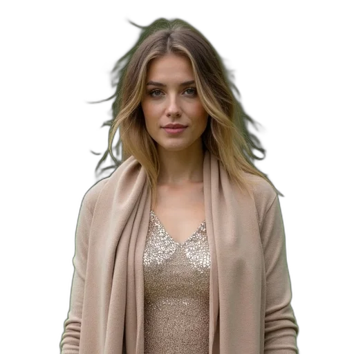 jacket, dress, jewelry, staff, photorealistic, earth tones, golden, pastel transparent PNG cut-out