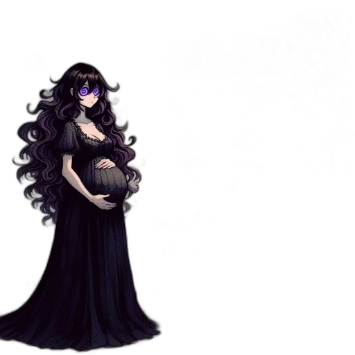 dress, hair, concept art, fantasy art, pixel art, 3d render, dark, pregnant transparent PNG cut-out