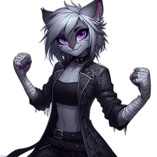 jacket, staff, animal, pixel art, concept art, fantasy art, cyberpunk, monochrome transparent PNG cut-out
