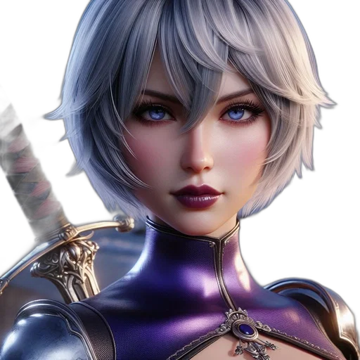 sword, face, robot, weapon, fantasy art, concept art, 3d render, anime transparent PNG cut-out