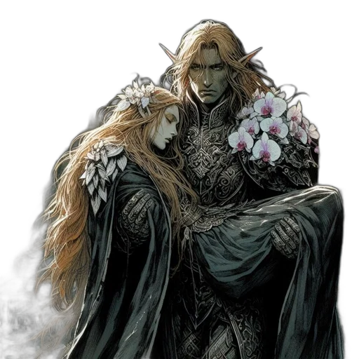 comic book art, concept art, fantasy art, snow, dark, medieval, scene, shows transparent PNG cut-out