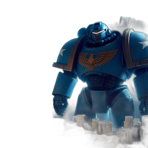 robot, concept art, 3d render, fantasy art, comic book art, blue, enormous, blue-and-gold transparent PNG cut-out