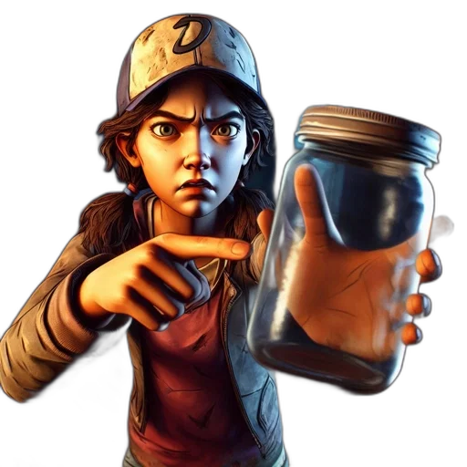 bottle, hat, concept art, comic book art, pixel art, photorealistic, animated, girl transparent PNG cut-out