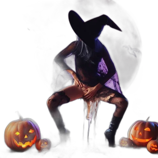 concept art, fantasy art, pixel art, 3d render, dark, scene, witch, flight transparent PNG cut-out