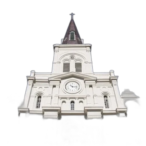 building, 3d render, photorealistic, concept art, watercolor, white, cathedral, clock transparent PNG cut-out