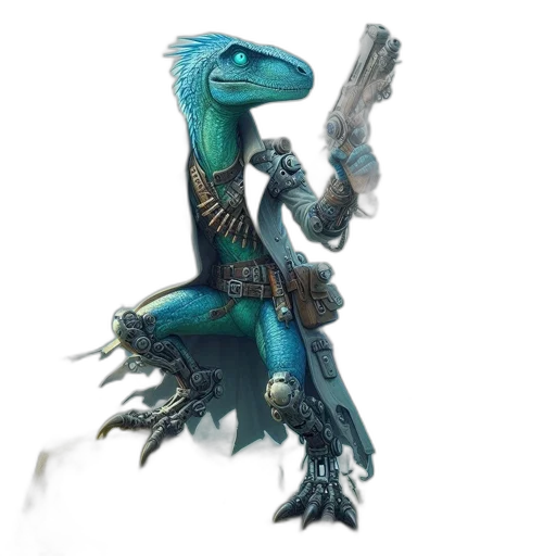 dragon, creature, staff, robot, concept art, fantasy art, 3d render, blue transparent PNG cut-out