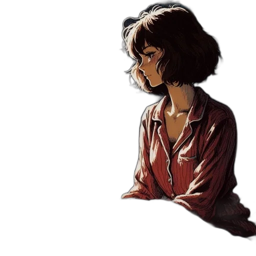 jacket, dress, face, umbrella, photorealistic, concept art, comic book art, watercolor transparent PNG cut-out