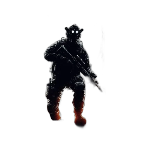 weapon, mask, creature, robot, concept art, pixel art, 3d render, comic book art transparent PNG cut-out
