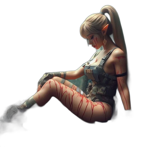 dress, weapon, staff, robot, concept art, cyberpunk, fantasy art, photorealistic transparent PNG cut-out