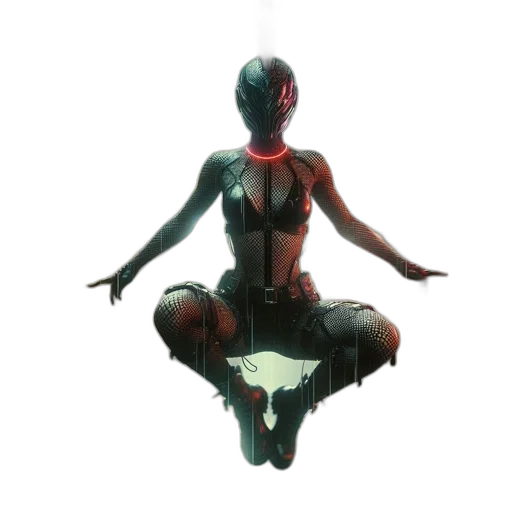 robot, mask, dress, creature, concept art, 3d render, cyberpunk, comic book art transparent PNG cut-out