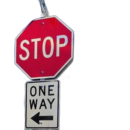 stop, sign, one, way, city, setting, night transparent PNG cut-out