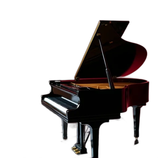 furniture, photorealistic, 3d render, concept art, black, grand, piano, shiny transparent PNG cut-out