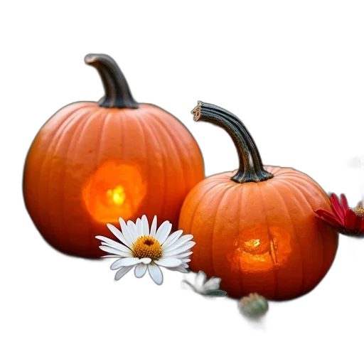 crown, flower, photorealistic, 3d render, concept art, two, orange, pumpkins transparent PNG cut-out