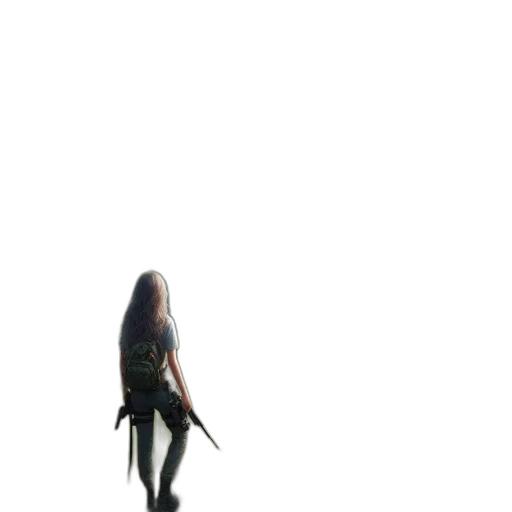 hair, creature, dress, staff, 3d render, concept art, photorealistic, pixel art transparent PNG cut-out