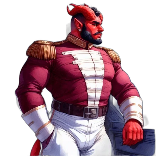 concept art, pixel art, comic book art, fantasy art, red, imposing, anthropomorphic, figure transparent PNG cut-out