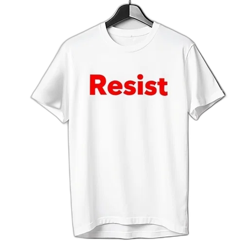 word, resist, written, red, white, shirt transparent PNG cut-out