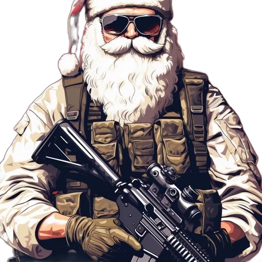 weapon, pixel art, concept art, photorealistic, cartoon, stylized, santa, claus transparent PNG cut-out