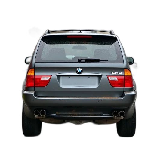 car, gray, bmw, broom, handle, sticking, out, rear transparent PNG cut-out
