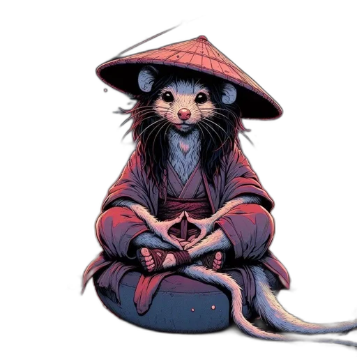 staff, hat, concept art, fantasy art, photorealistic, watercolor, seated, anthropomorphic transparent PNG cut-out