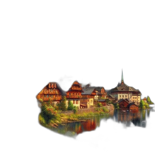 building, pixel art, concept art, watercolor, photorealistic, fog, snow, forest transparent PNG cut-out