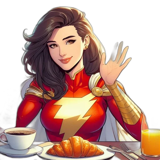 food, comic book art, cartoon, concept art, fantasy art, captain, marvel, presumably transparent PNG cut-out