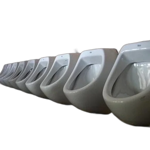 furniture, shoes, mask, 3d render, row, white, urinals, mounted transparent PNG cut-out