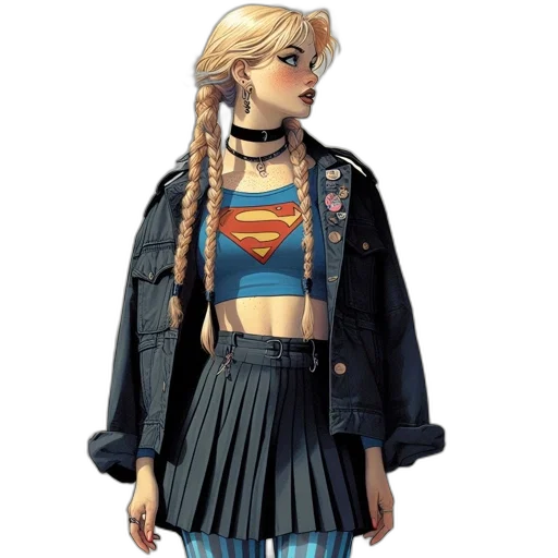 jacket, dress, concept art, comic book art, pixel art, cartoon, young, woman transparent PNG cut-out