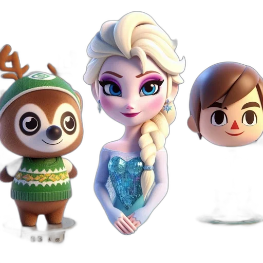 3d render, concept art, fantasy art, cartoon, snow, three, characters, anthropomorphic transparent PNG cut-out