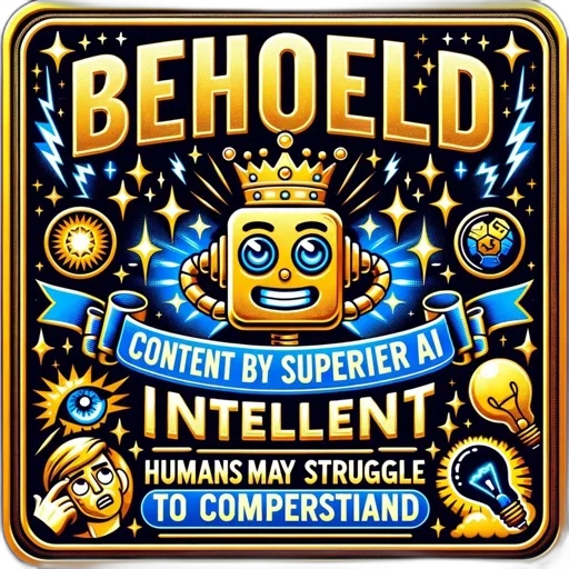 playful, illustration, robot-king, crown, surrounded, symbols, text, suggests transparent PNG cut-out
