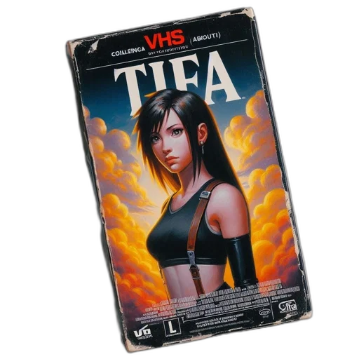 comic book art, concept art, cyberpunk, fantasy art, fire, vhs, tape, cover transparent PNG cut-out