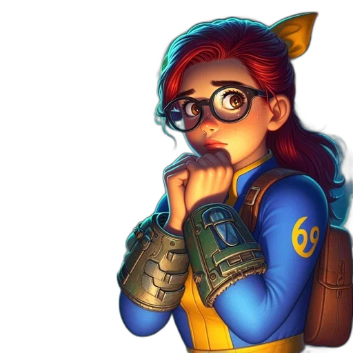 staff, jacket, concept art, fantasy art, pixel art, 3d render, young, woman transparent PNG cut-out