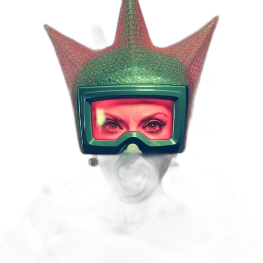 mask, hat, robot, face, 3d render, concept art, fantasy art, vaporwave transparent PNG cut-out