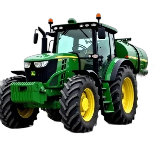 green, tractor, large, sprayer, attachment, parked, gravel, road transparent PNG cut-out