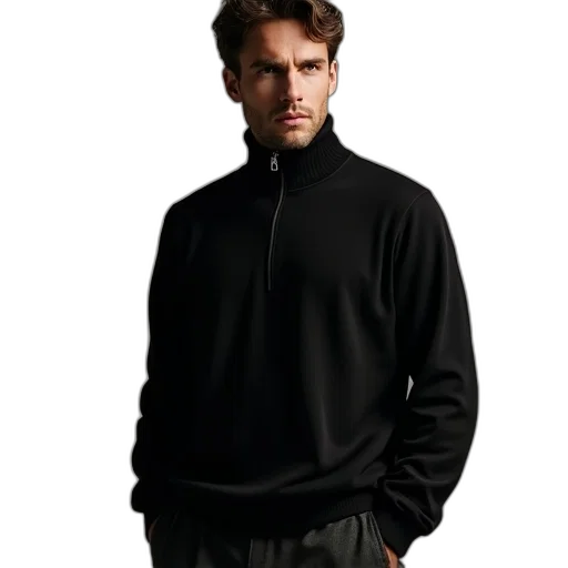 jacket, staff, original, black, half, zip, jumper transparent PNG cut-out