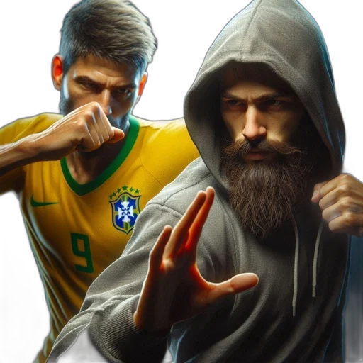concept art, fantasy art, pixel art, photorealistic, two, men, face, off transparent PNG cut-out