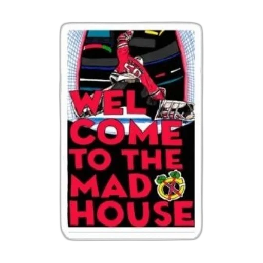 welcome, mad, house, poster, bold, red, text, black transparent PNG cut-out