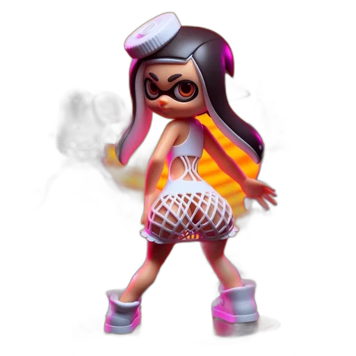 dress, jacket, weapon, concept art, 3d render, vaporwave, pixel art, pastel transparent PNG cut-out