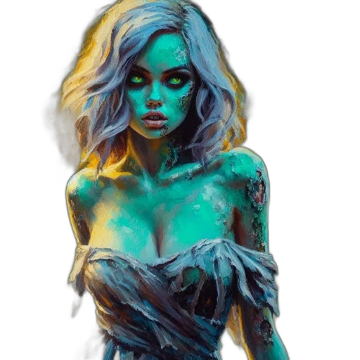 fantasy art, concept art, comic book art, watercolor, neon lights, fire, underwater, blue transparent PNG cut-out
