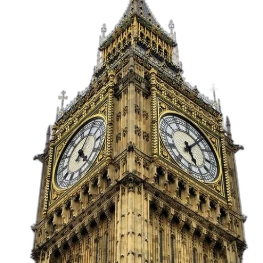 building, staff, photorealistic, 3d render, close-up, clock, tower, big transparent PNG cut-out