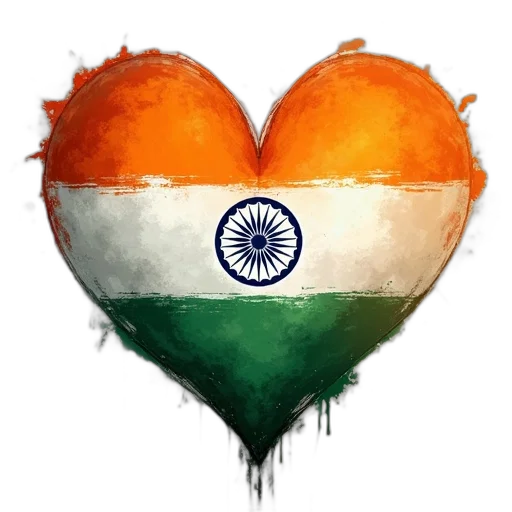 indian, flag, heart, characters transparent PNG cut-out