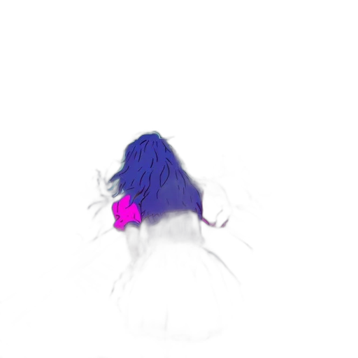 hair, dress, creature, mask, vaporwave, 3d render, pixel art, concept art transparent PNG cut-out