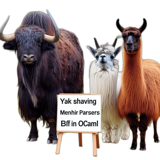 animal, three, animals, yak, white, llama, brown, graze transparent PNG cut-out