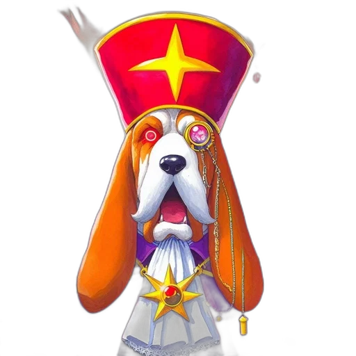 staff, hat, concept art, 3d render, cartoon, fantasy art, animated, basset transparent PNG cut-out