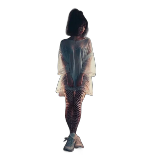 dress, jacket, creature, umbrella, 3d render, concept art, vaporwave, pixel art transparent PNG cut-out