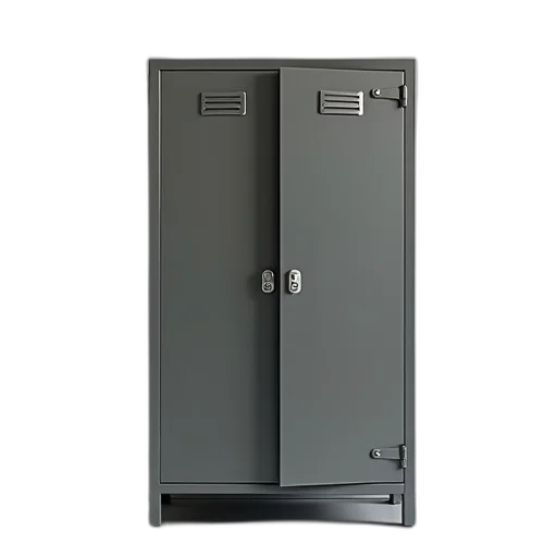 furniture, 3d render, double, door, metal, locker, open transparent PNG cut-out