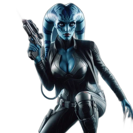 comic book art, concept art, fantasy art, cyberpunk, blue, blue-skinned, woman, tattoos transparent PNG cut-out